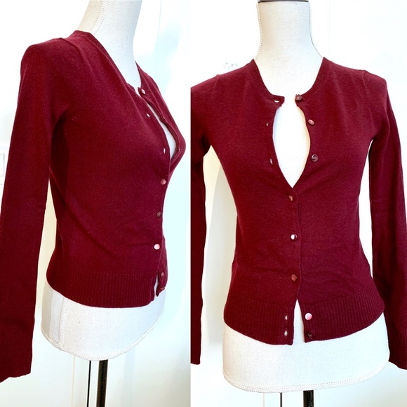 J. Crew Sweaters - NWT J.Crew Cashmere Cardigan Solid Burgundy